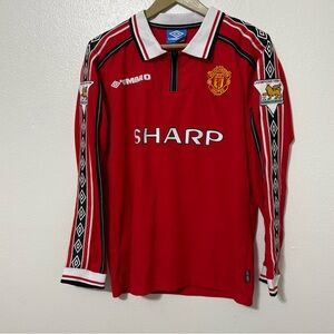 Umbro Men’s Large Manchester United 1999-00 Home Red Soccer Jersey BECKHAM #7